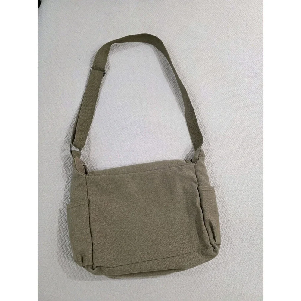 Fu Li Ma Vintage Khaki Canvas Messenger Bag Multi Pocket Crossbody Sling Satchel
